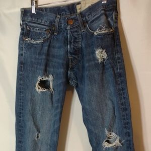 Mens hollister button fly destroyed jeans